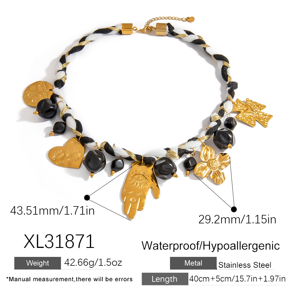 1 Piece Luxurious Simple Irregular Shape Patchwork Braided Rope  Women's Pendant Necklaces Picture2