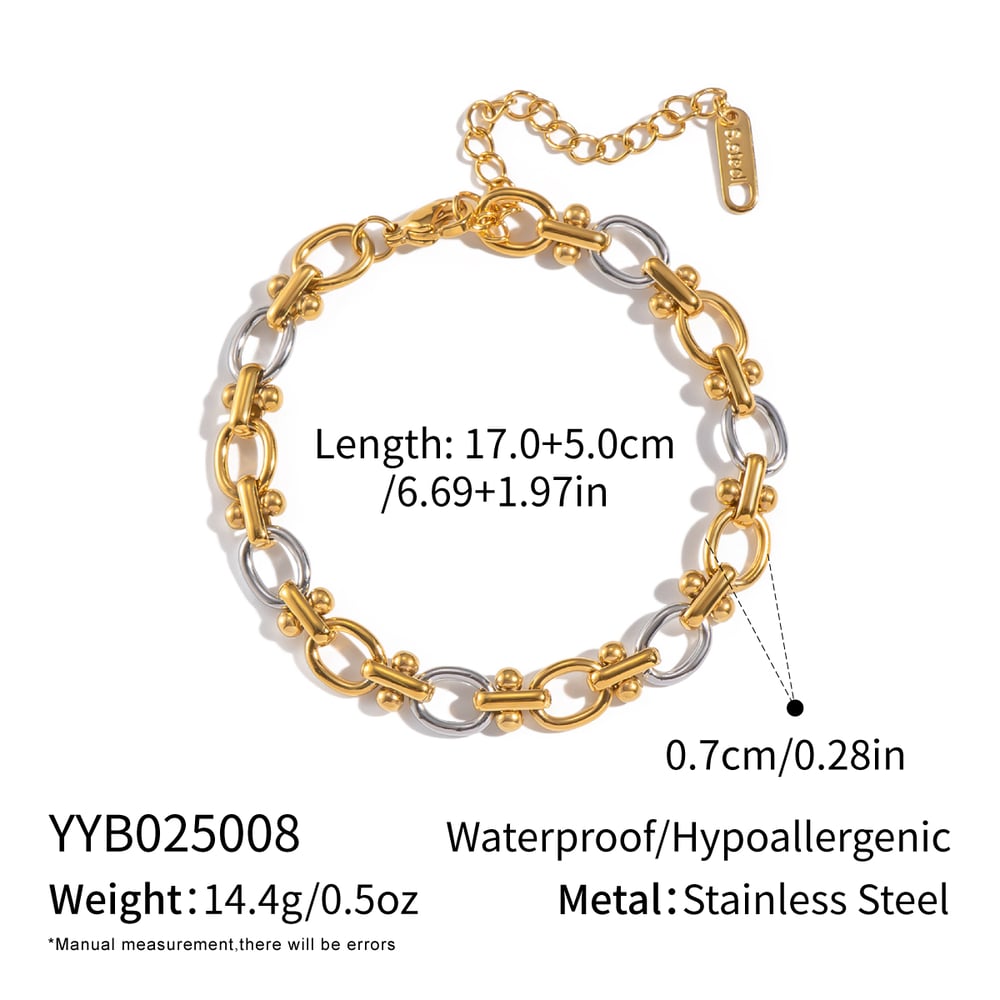 Mixed Gold Color And Silve Stainless Steel Chain Necklace Set