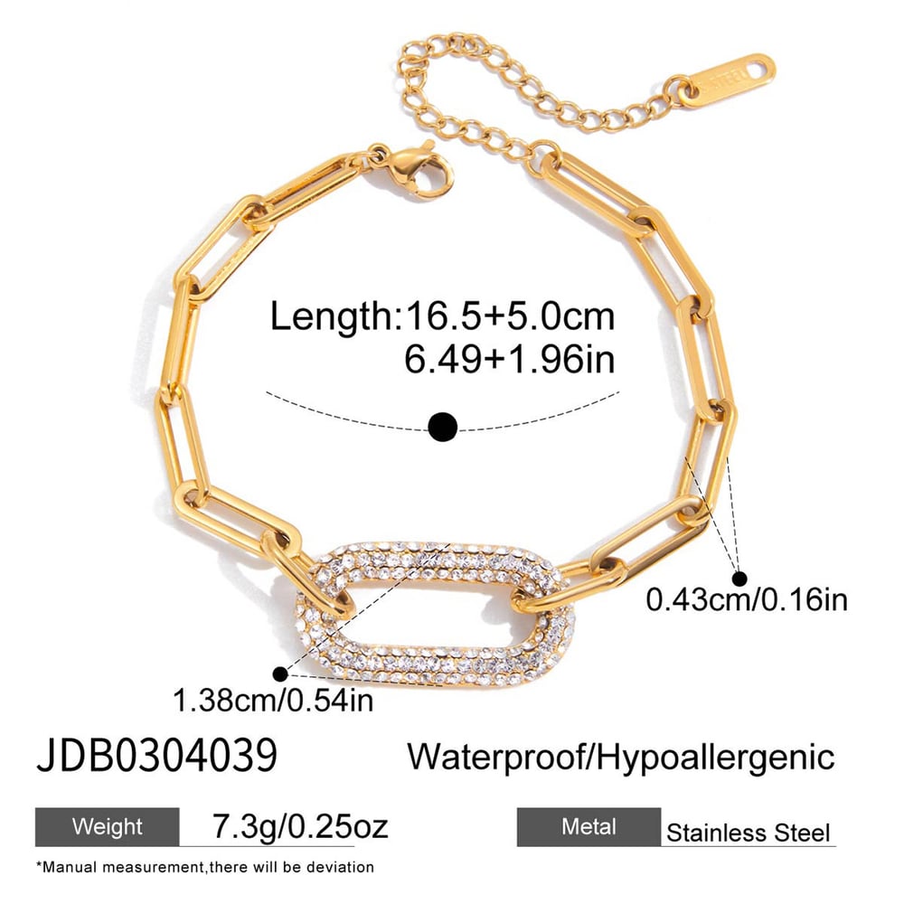 1 Piece Luxurious Calaite Stainless Steel Gold Color Women's Chain Bracelets
