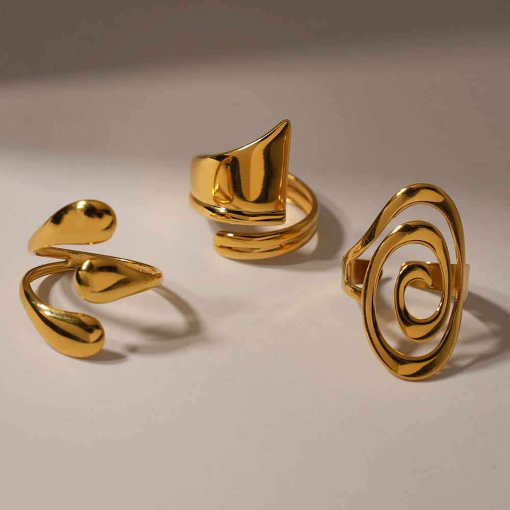 1 Piece Simple Irregular Shape Stainless Steel  Gold Color Statement Rings Picture5