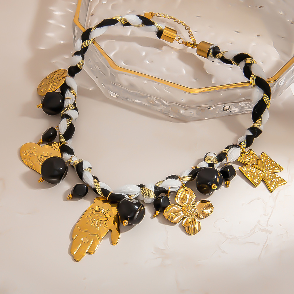 1 Piece Luxurious Simple Irregular Shape Patchwork Braided Rope  Women's Pendant Necklaces Picture5