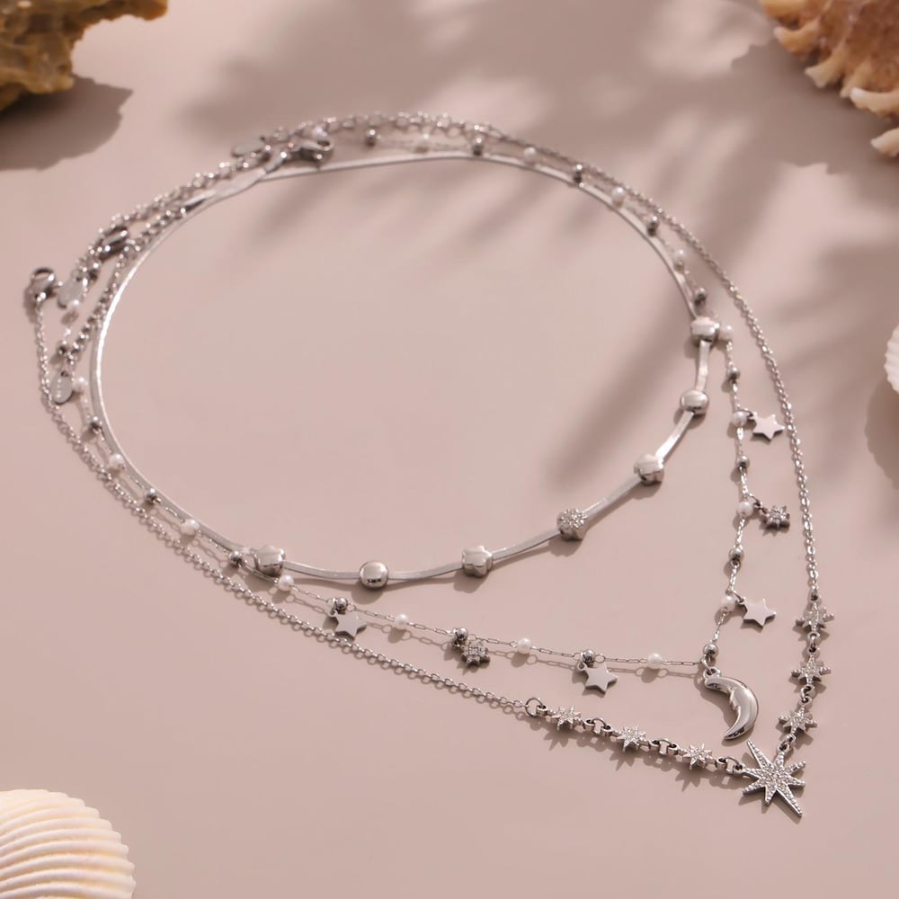 1 Stück luxuriöse Stern-Anhänger-Halsketten aus Edelstahl in Goldfarbe für Damen h5Bild7