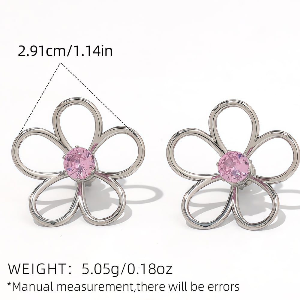 1 Pair Simple Natural Flower Stainless Steel Women's Stud Earrings h5Picture2