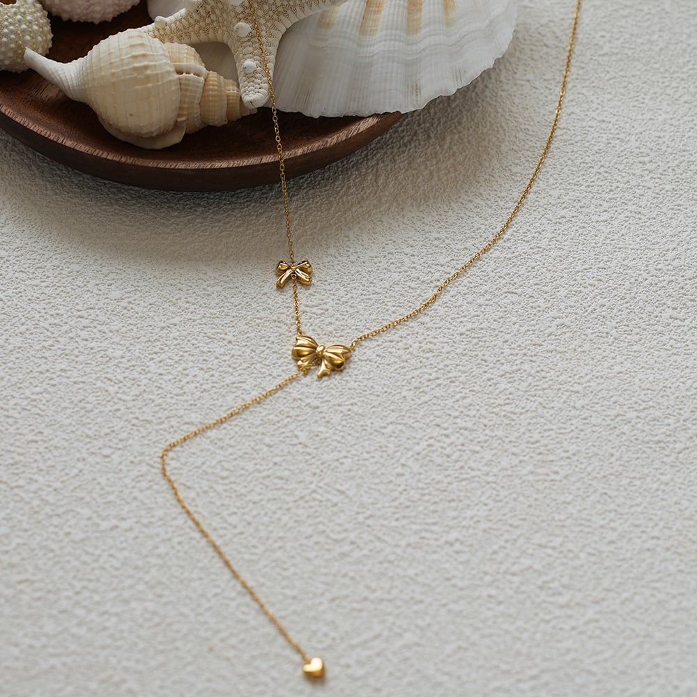 1 Piece Bow Knot Stainless Steel Gold Color Women's Pendant Necklaces h5Picture5