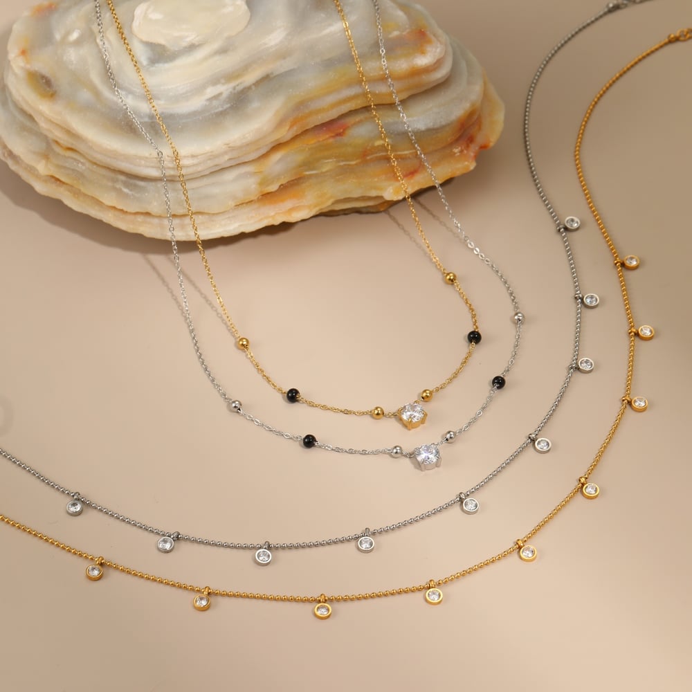 1 Piece Simple Elegant Circle Rectangle Stainless Steel Women's Chain Necklaces h5Picture3