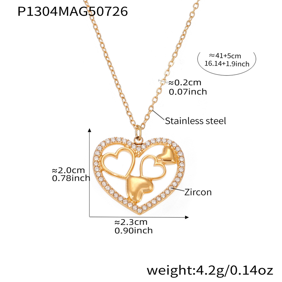 1 Stück Elegante Herz Edelstahl Gold Farbe Damen Anhänger Halsketten h5Bild2