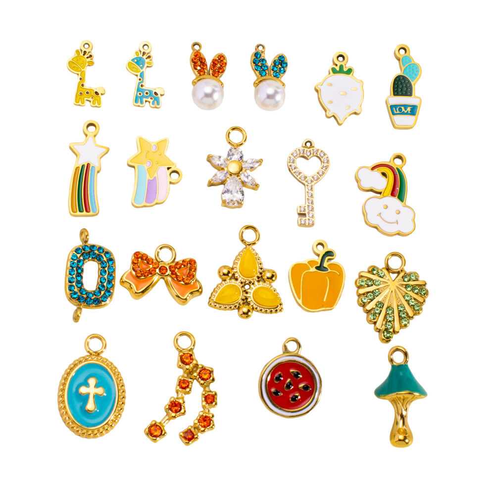 1 Piece DIY Romantic  Heart Animal Fruit Stainless Steel   Gold Color  Women's Pendants Picture5