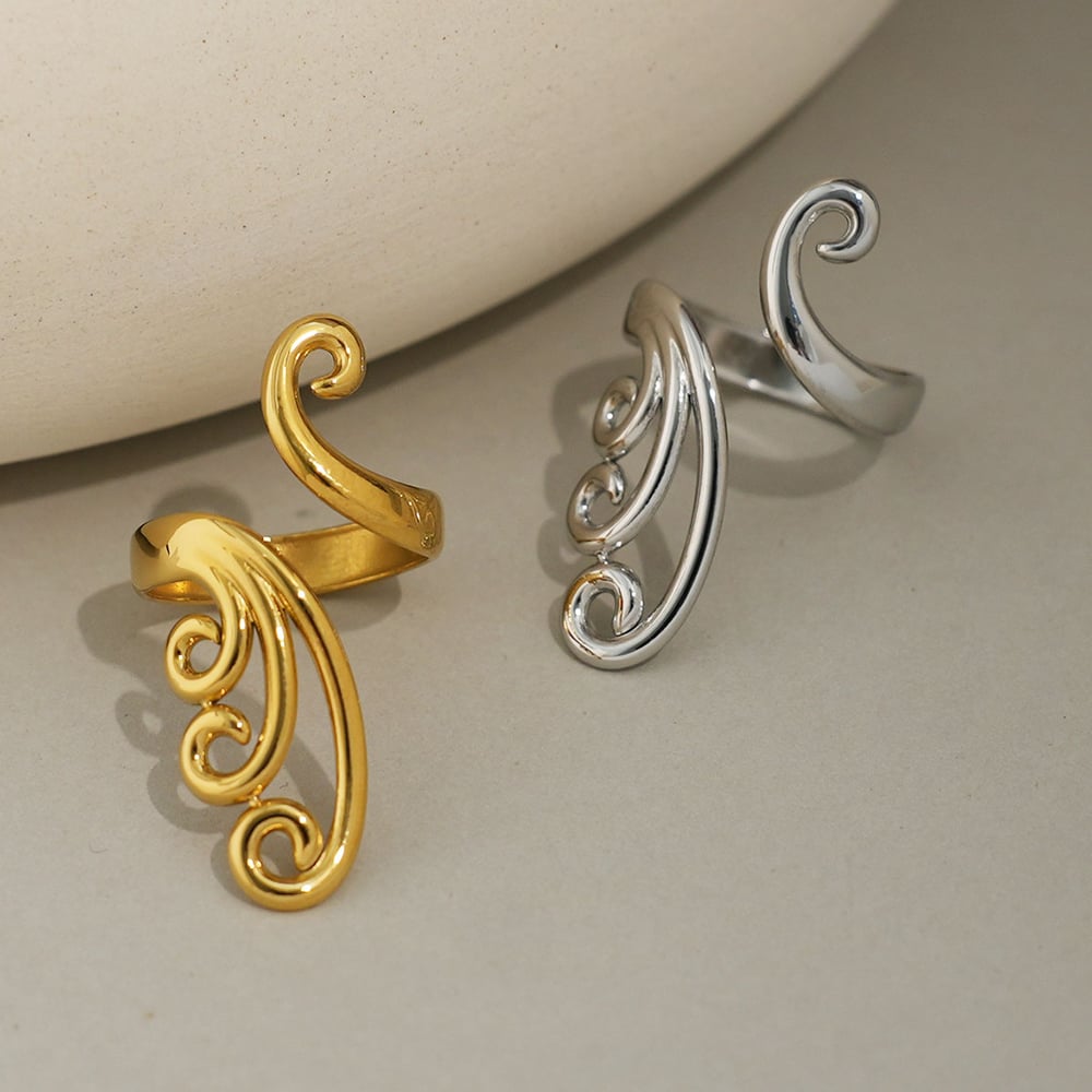 1 Piece Simple Irregular Shape Stainless Steel  Gold Color  Statement Rings h5Picture5