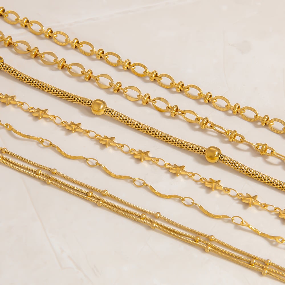 1 Piece Simple Chain Stainless Steel  Gold Color  Women's Chain Bracelets h5Picture3