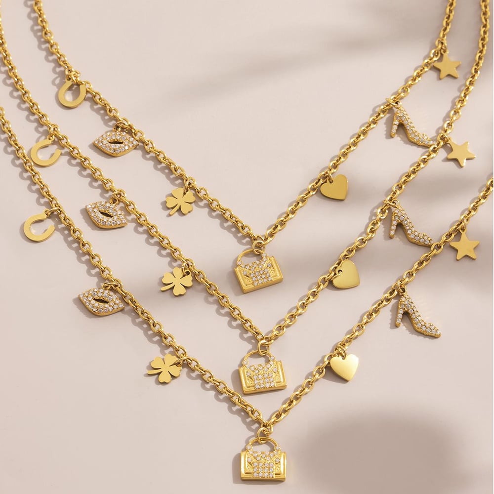 Modische Herz Klee Edelstahl Gold Farbe frauen Schmuck Sets h5Bild5