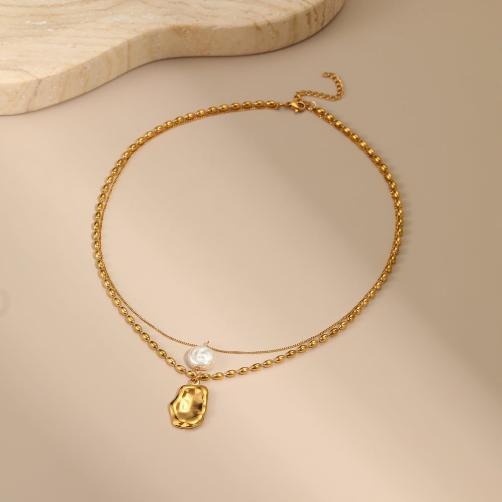 1 Piece Simple Elegant Irregular Shape Stainless Steel Women's Layered Necklaces h5Picture2