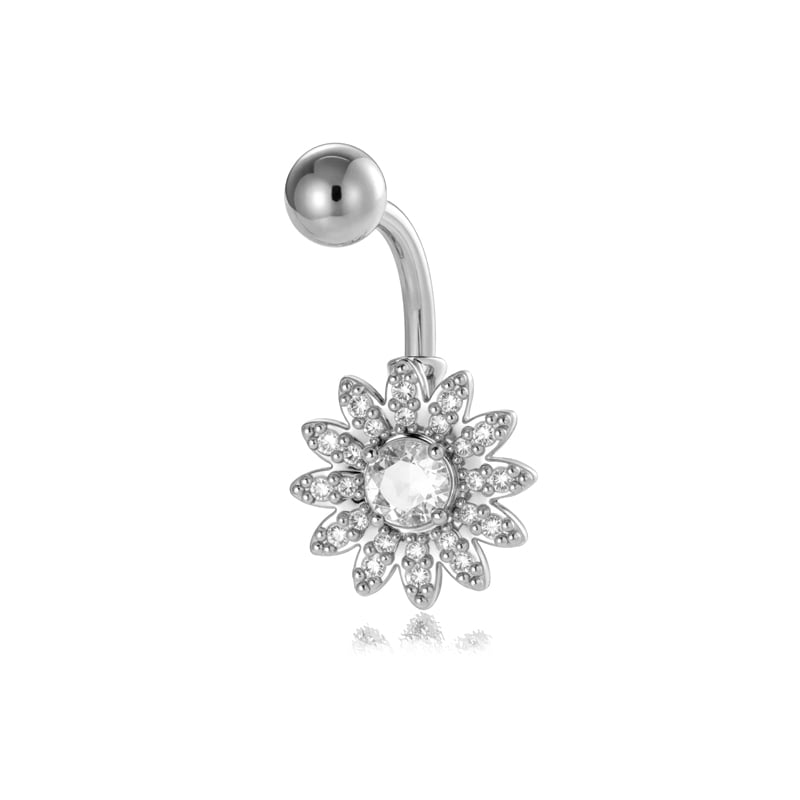 1 Stück Stilvolle Blume Herz Schmetterling Kupfer Gold Farbe Zirkon Bauchnabelpiercings