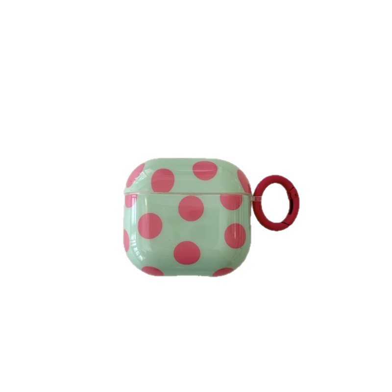 1 Stück süße rosa-grüne Farbblock-Kopfhörerhülle mit Punkten für Damen h5Bild4