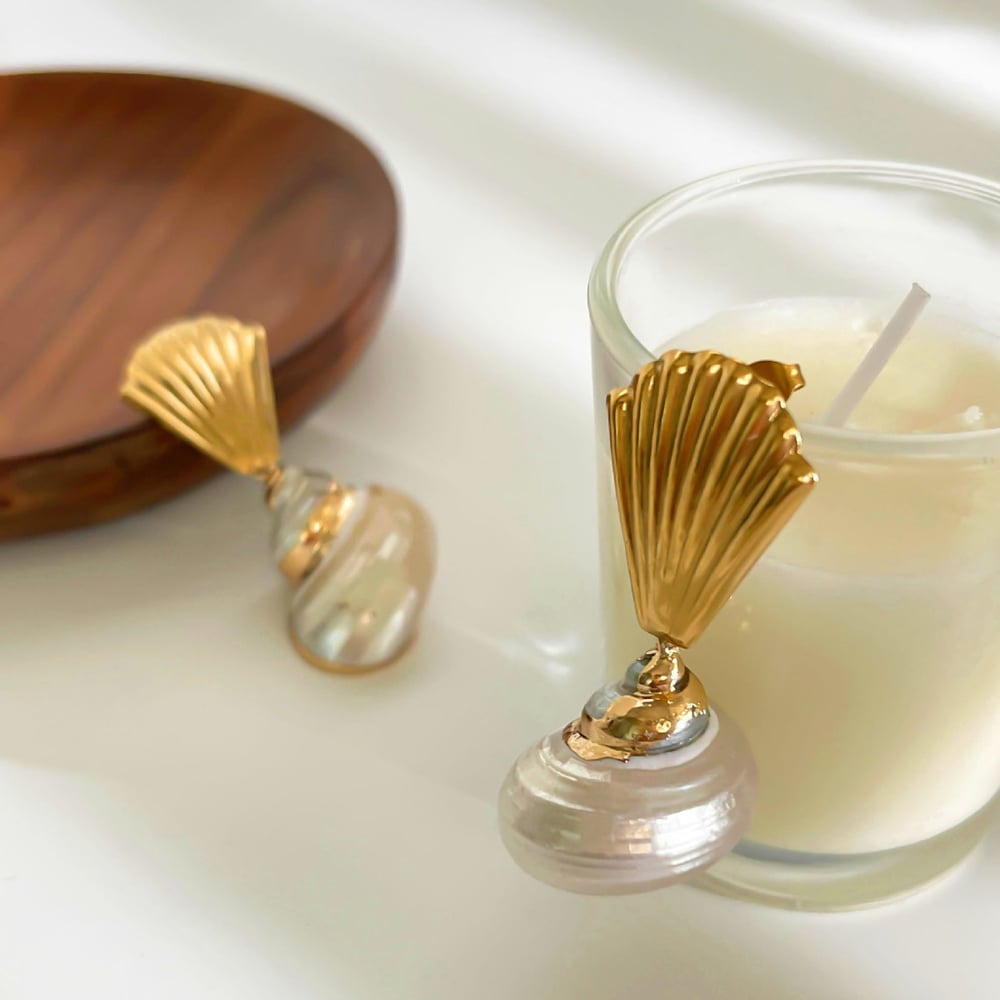 1 Paar goldfarbene Muschel-Ohrhänger h5Bild4