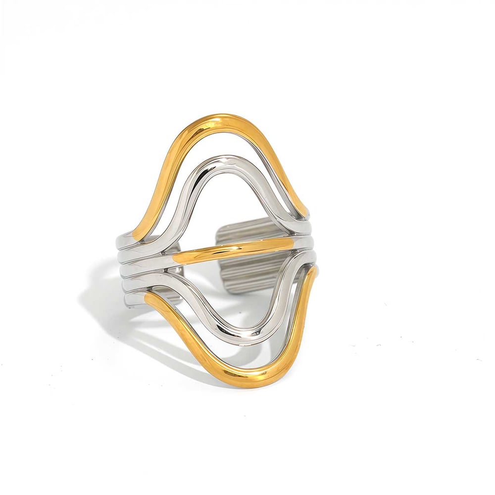 1 Piece Simple  Irregular Shape Stainless Steel  Gold Color Women's Statement Rings