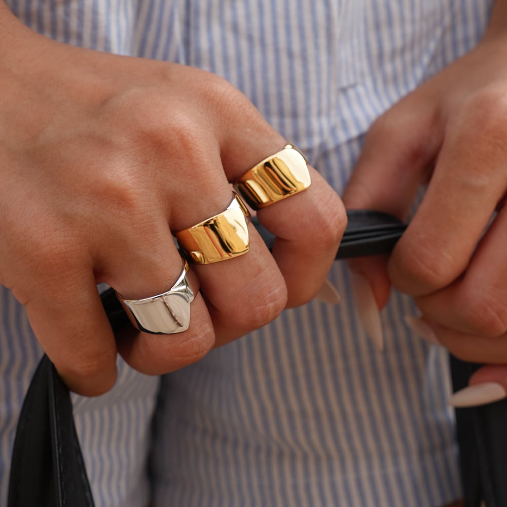 1 Piece Solid Color Irregular Shape Stainless Steel Statement Rings h5Picture3