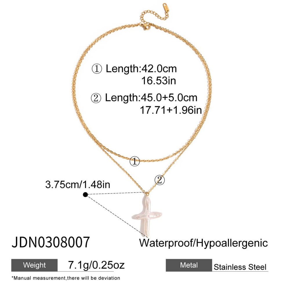 1 Piece Elegant Cross Stainless Steel Gold Color Pearl Women's Pendant Necklaces Picture2