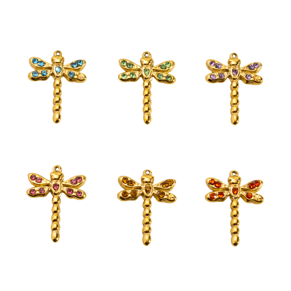 1 Piece Light Luxury Small Dragonfly  Stainless Steel   Gold Color  Women's Pendants Picture3