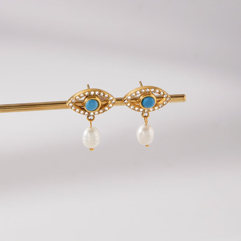 1 Pair Radiant Devil's Eye Stainless Steel Gold Color Acrylic Women's Drop Earrings Picture4