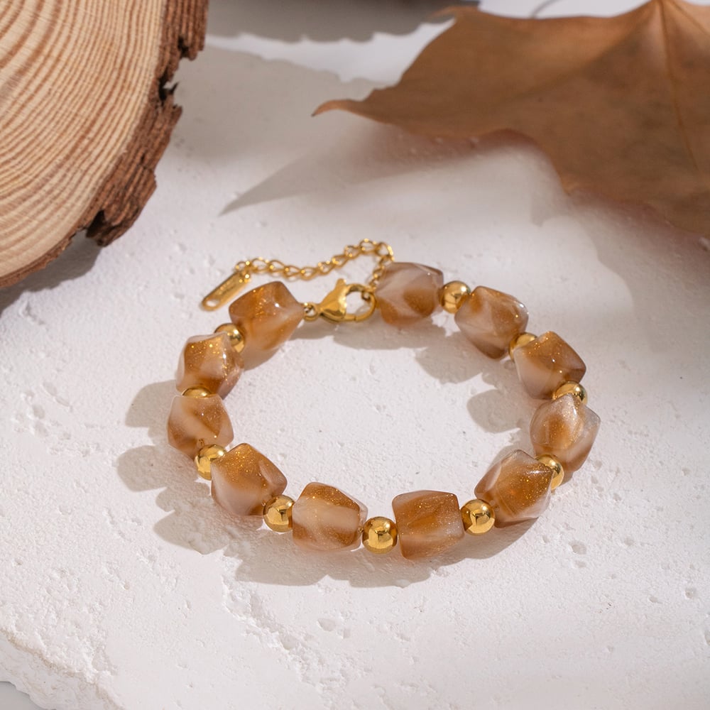 Irregular Shape Resin Beads Flower Pendant Necklace Set h5Picture3