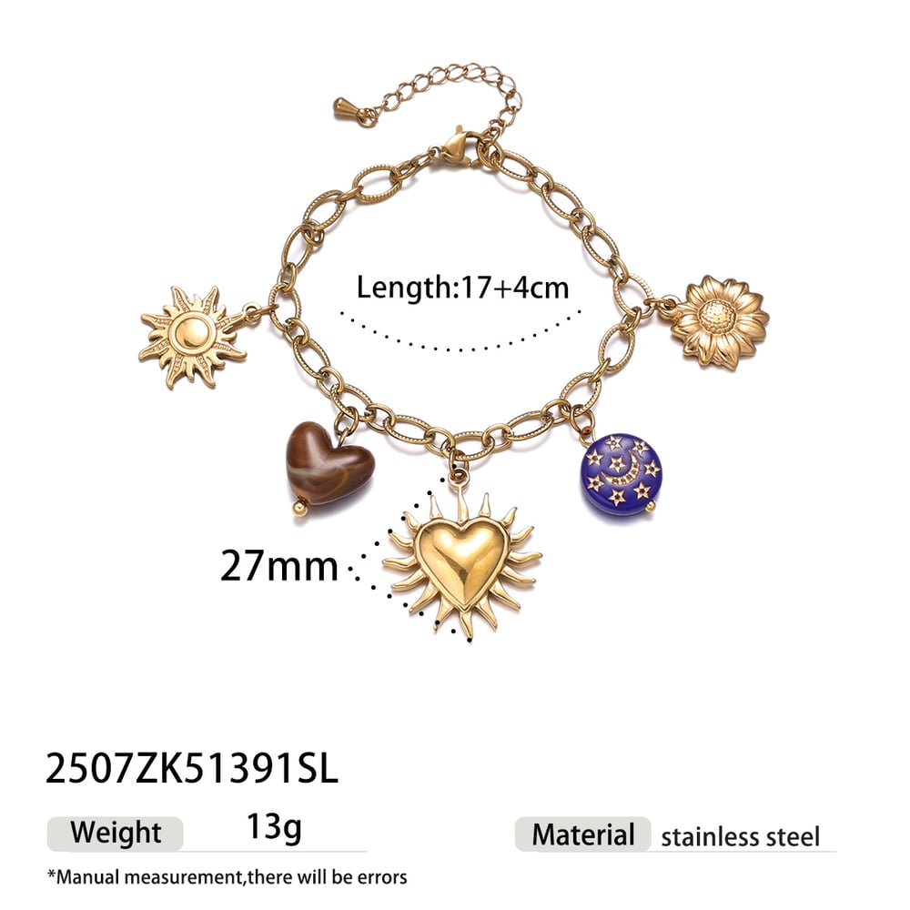 1 Piece Heart Stainless Steel Gold Color Necklaces Set