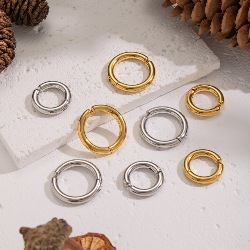 1 Pair Circle Stainless Steel Gold Color Ear Cuffs Picture2