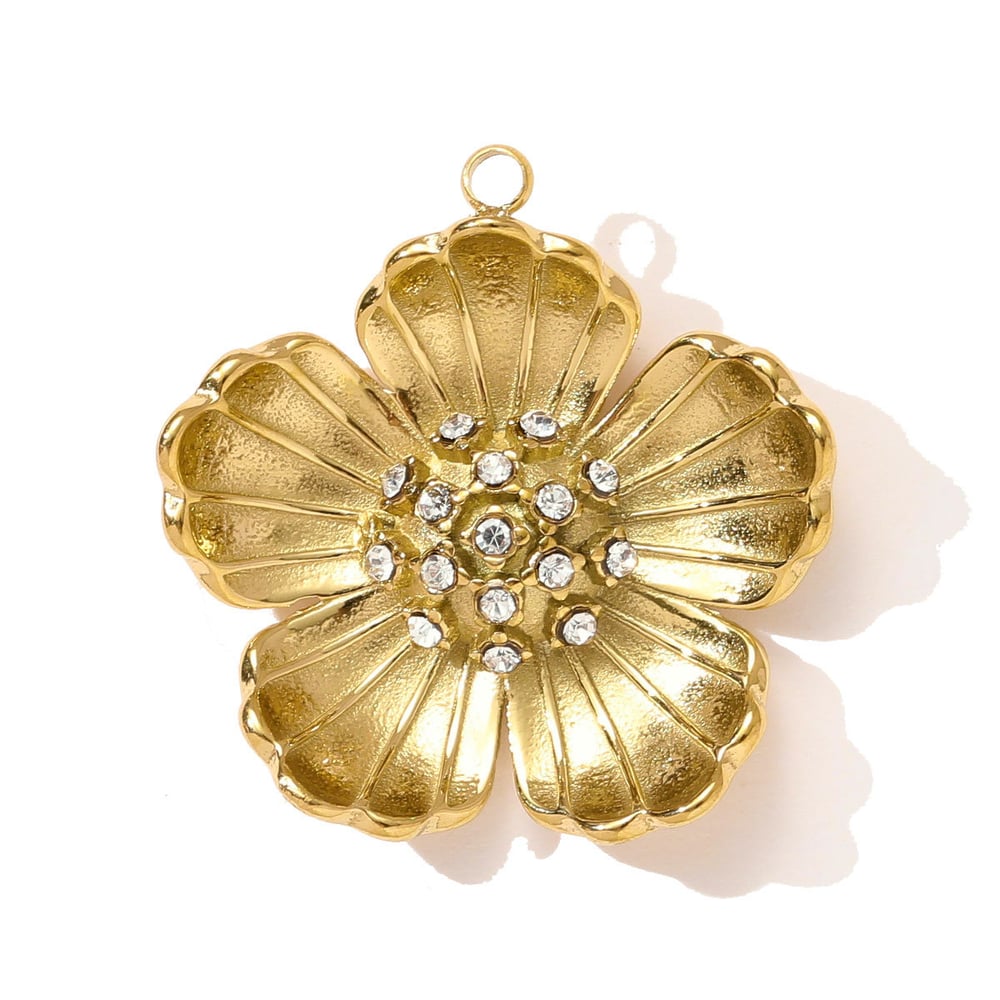 1 Piece Gorgeous Flower Stainless Steel Gold Color Women's Pendants