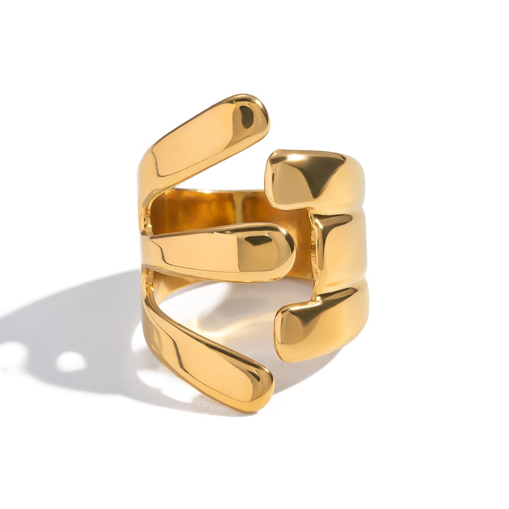 1 Piece Irregular Shape Stainless Steel Gold Color Statement Ring h5Picture5