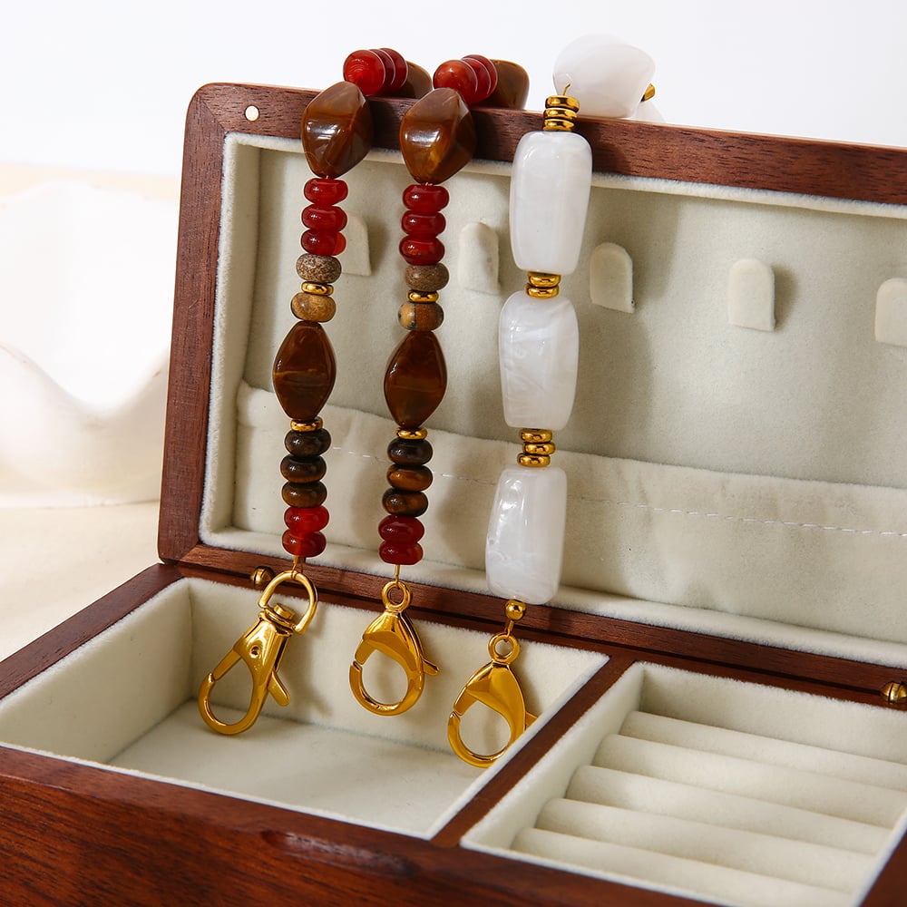 1 Piece Classic Retro Beads Acrylic Gold Color Women's Beaded Necklaces h5Picture6