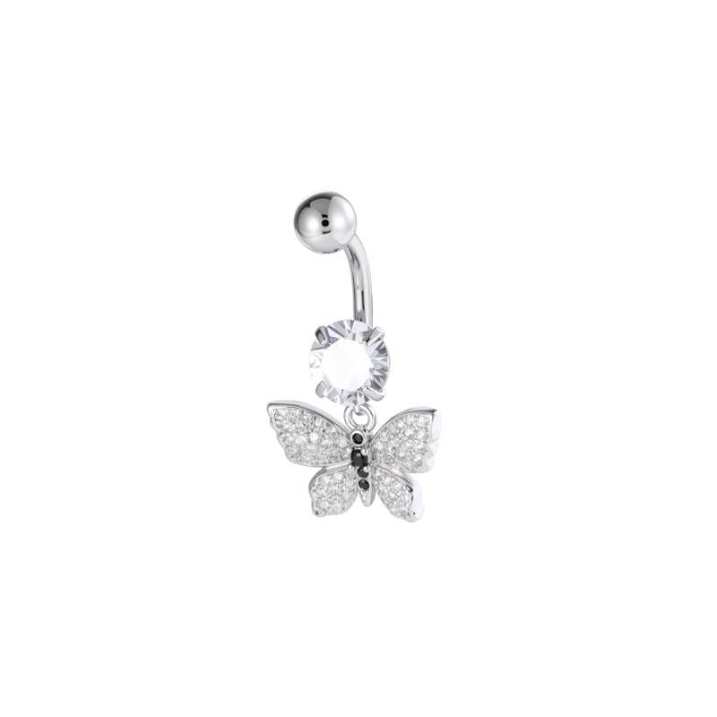 1 Piece Heart Butterfly Copper Zircon Navel Piercing