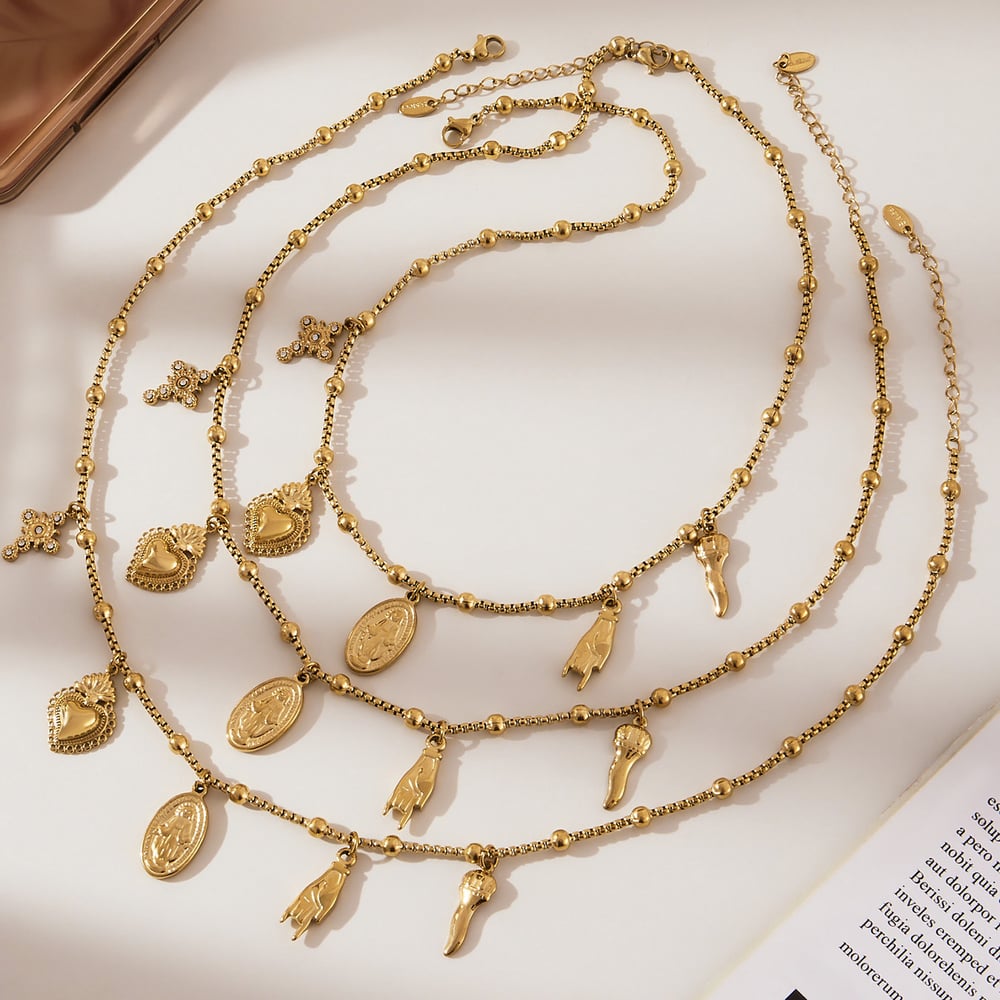 1 Stück Retro Jesus Edelstahl Gold Farbe Damen Anhänger Halsketten h5Bild4