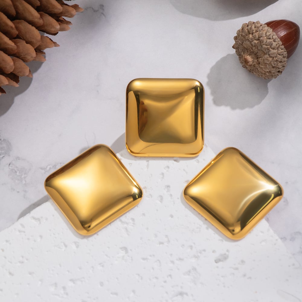 Solid Color Stainless Steel  Gold Color Earrings Set Picture4