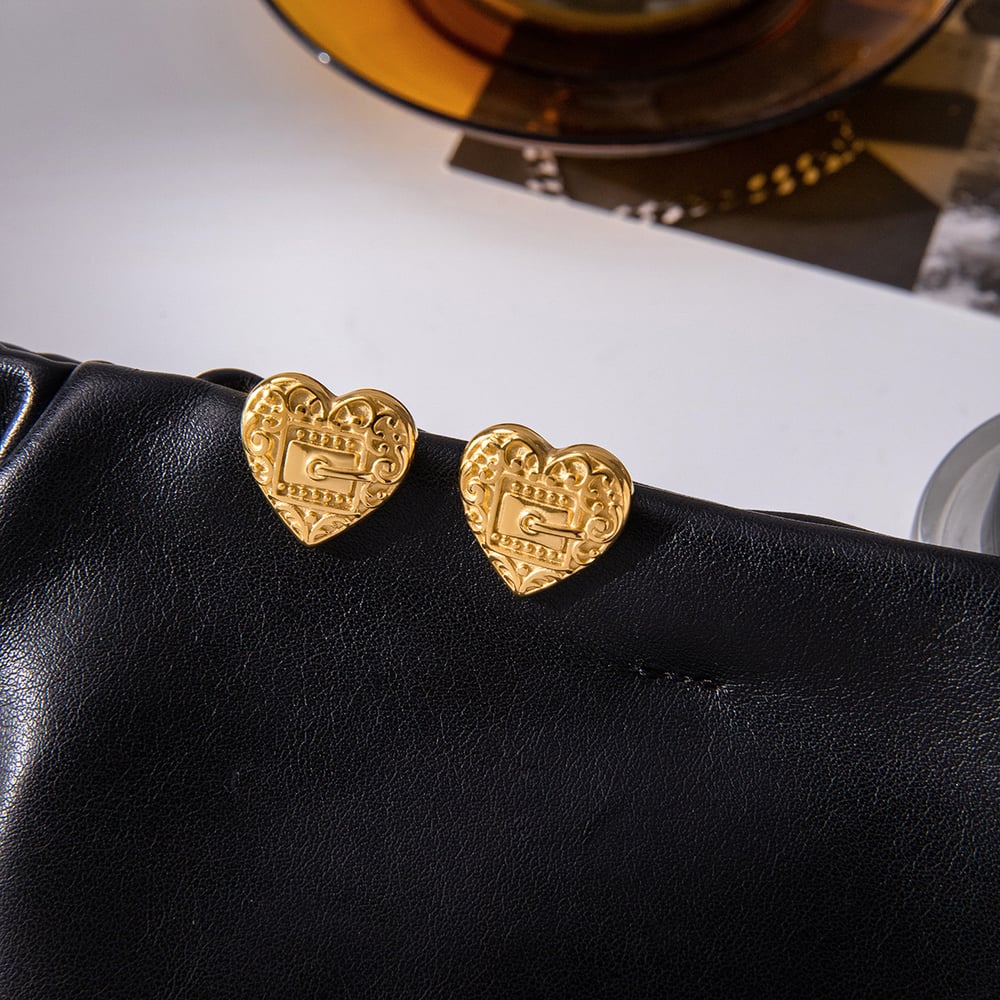 Designable Heart Stainless Steel Gold Color Women's Jewelry Sets h5Picture6