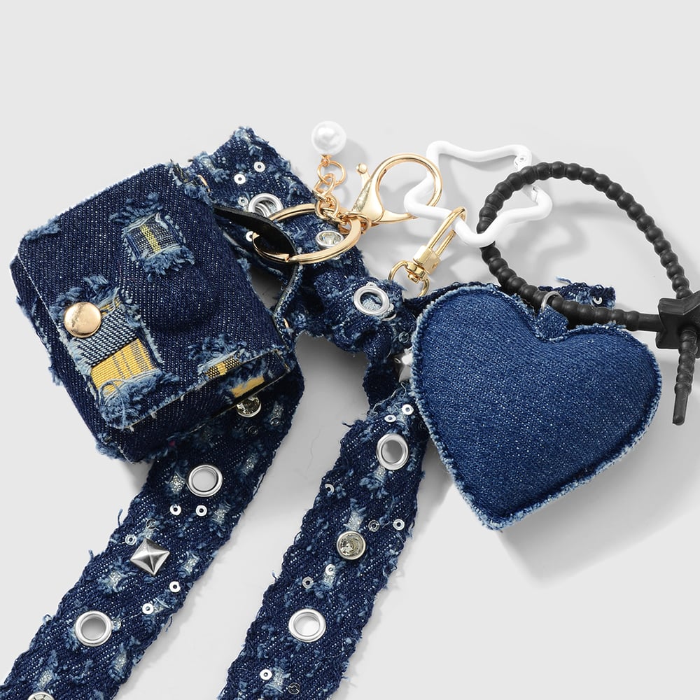 1 Piece Denim Heart Bow Knot Bag Charm h5Picture4