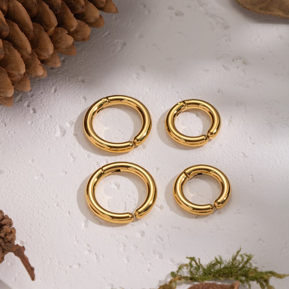 1 Pair Circle Stainless Steel Gold Color Ear Cuffs Picture5