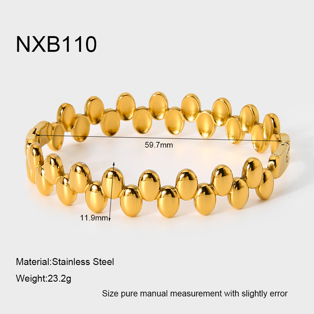 1 Piece Daily Patchwork Stainless Steel Gold Color Women's Bangles