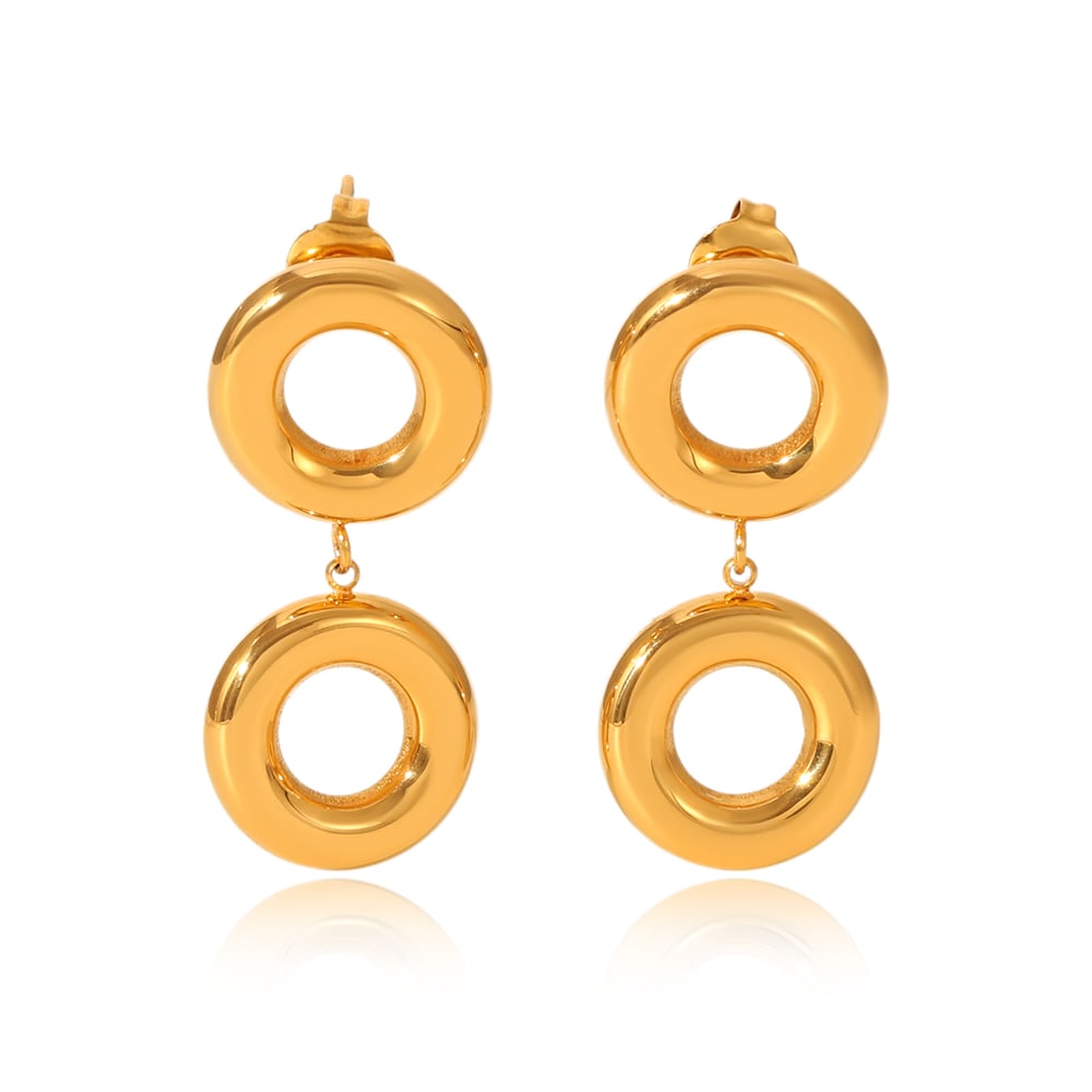 1 Pair Circle Mixed Color Stainless Steel Drop Earrings