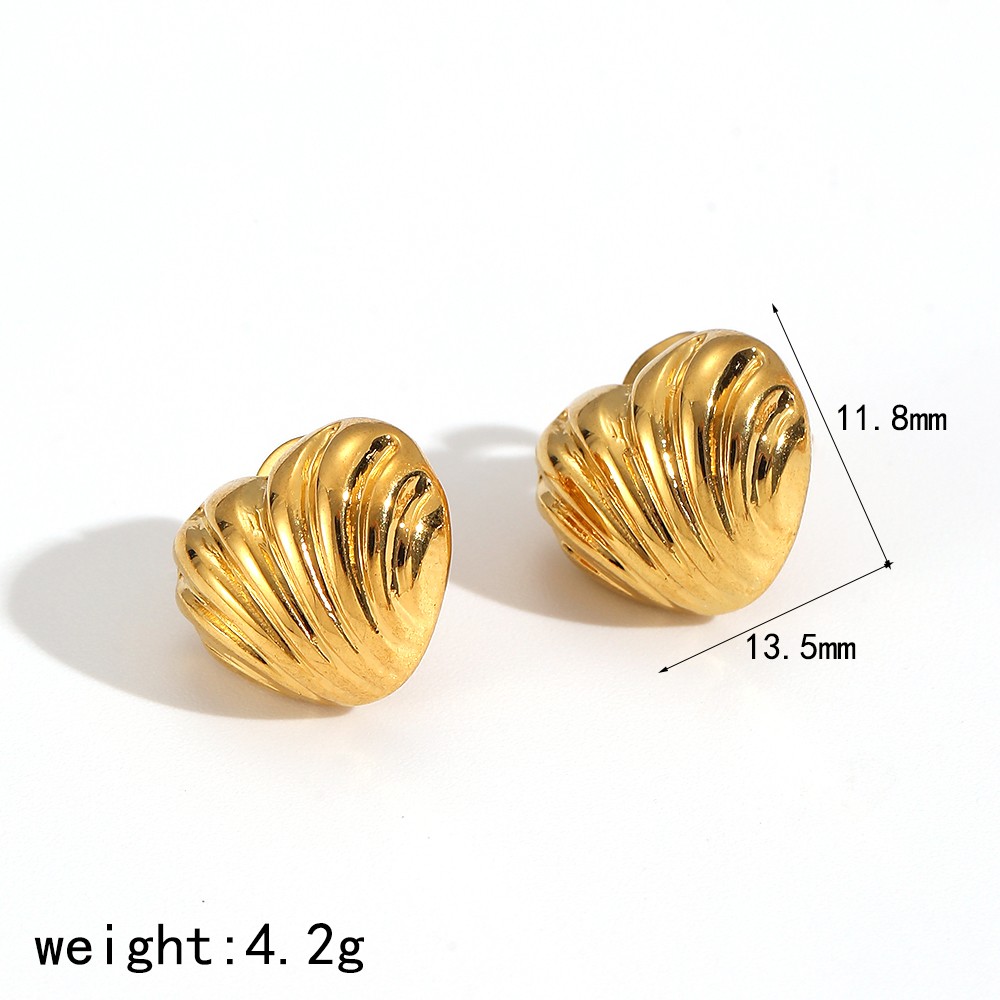 1 Pair Circle Stainless Steel Gold Color Stud Earrings 