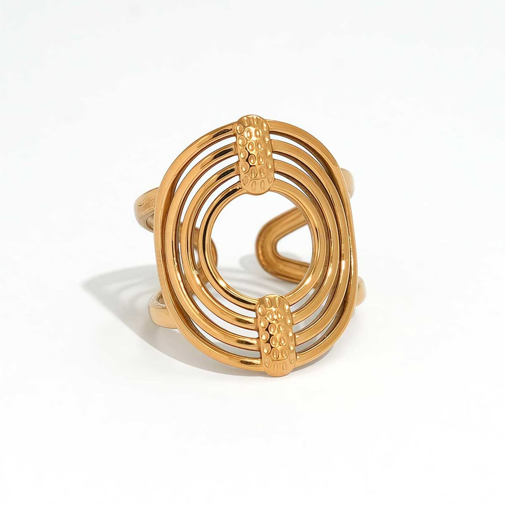1 Piece  Casual Circle Stainless Steel   Gold Color  Women's Statement Rings