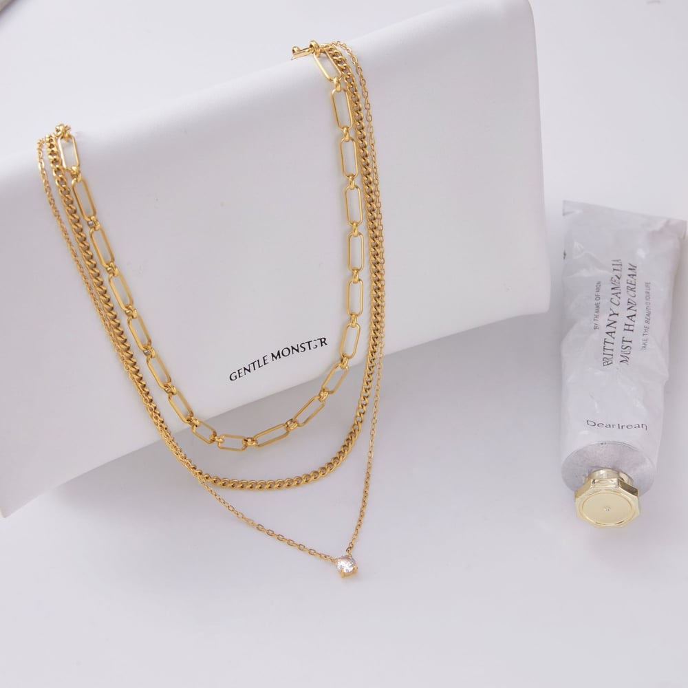 1 Piece Simple Circle Stainless Steel Gold Color Zircon Women's Layered Necklaces Picture5