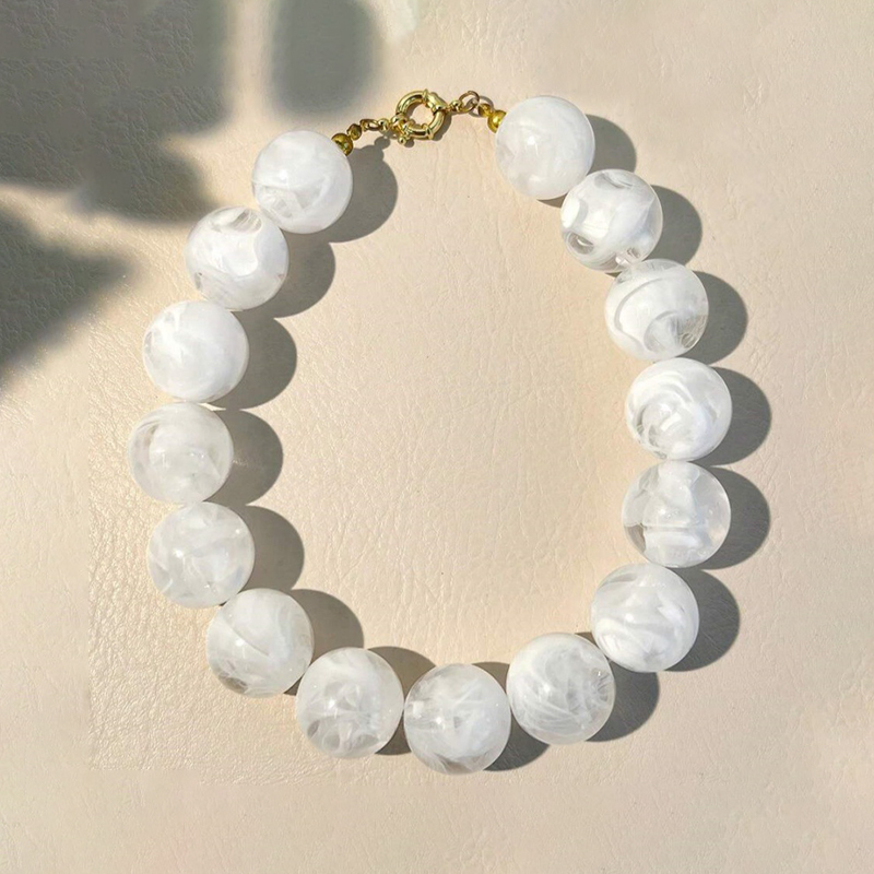 1 Piece Retro 25mm Beads Gradient Color Acrylic Beaded Necklace Picture2