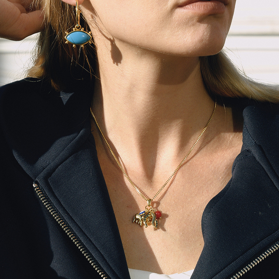 1 Piece Dazzling Devil's Eye Fish Stainless Steel Gold Color Women's Pendant Necklaces h5Picture4