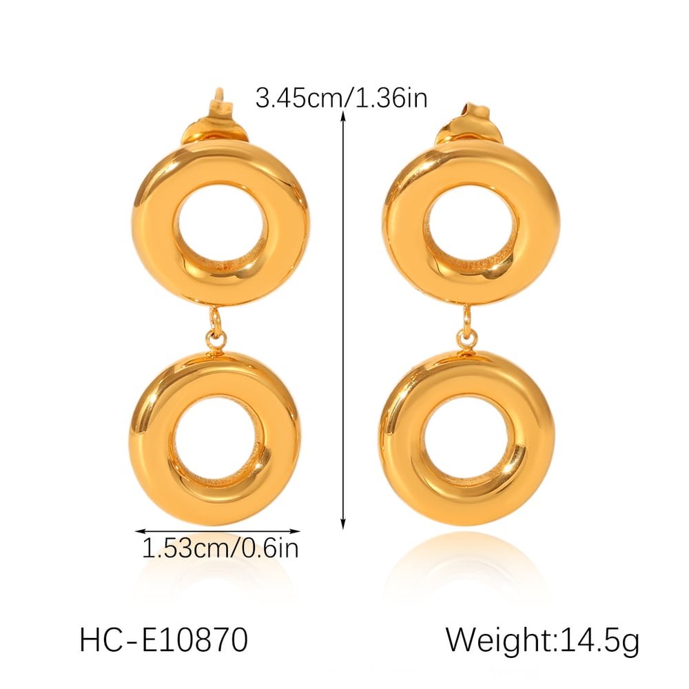 1 Pair Circle Mixed Color Stainless Steel Drop Earrings Picture2