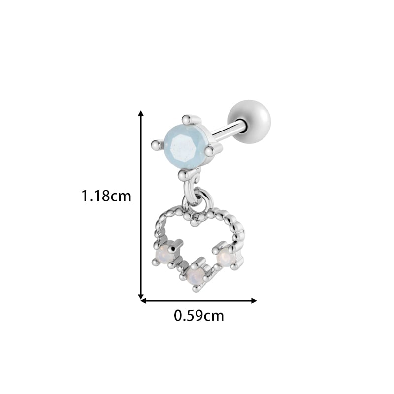 1 Piece Heart Copper Gold Color Zircon Piercing Earring Picture2