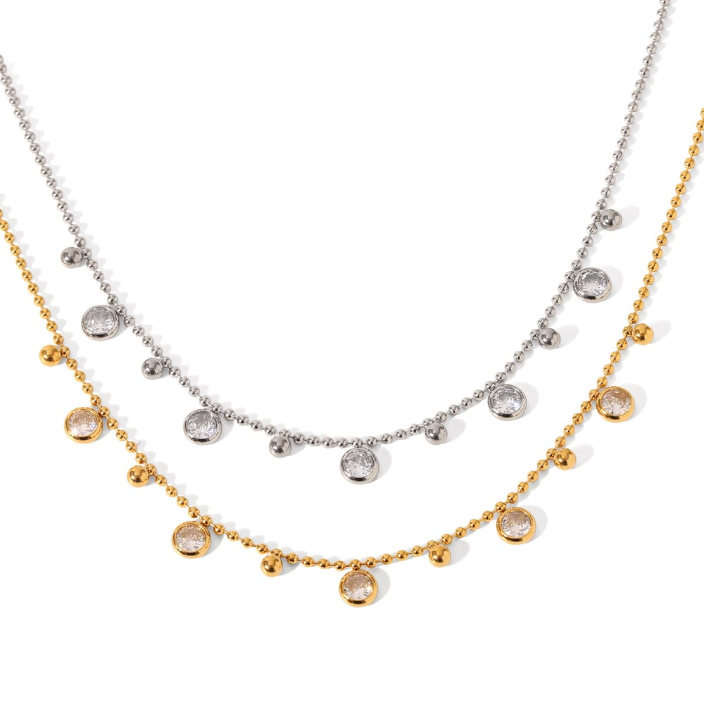 1 Piece Luxurious  Circle Stainless Steel   Gold Color  Zircon Women's Pendant Necklaces Picture6