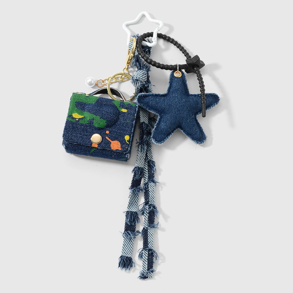 1 pieza de dije para bolso de encaje con estrella de mezclilla