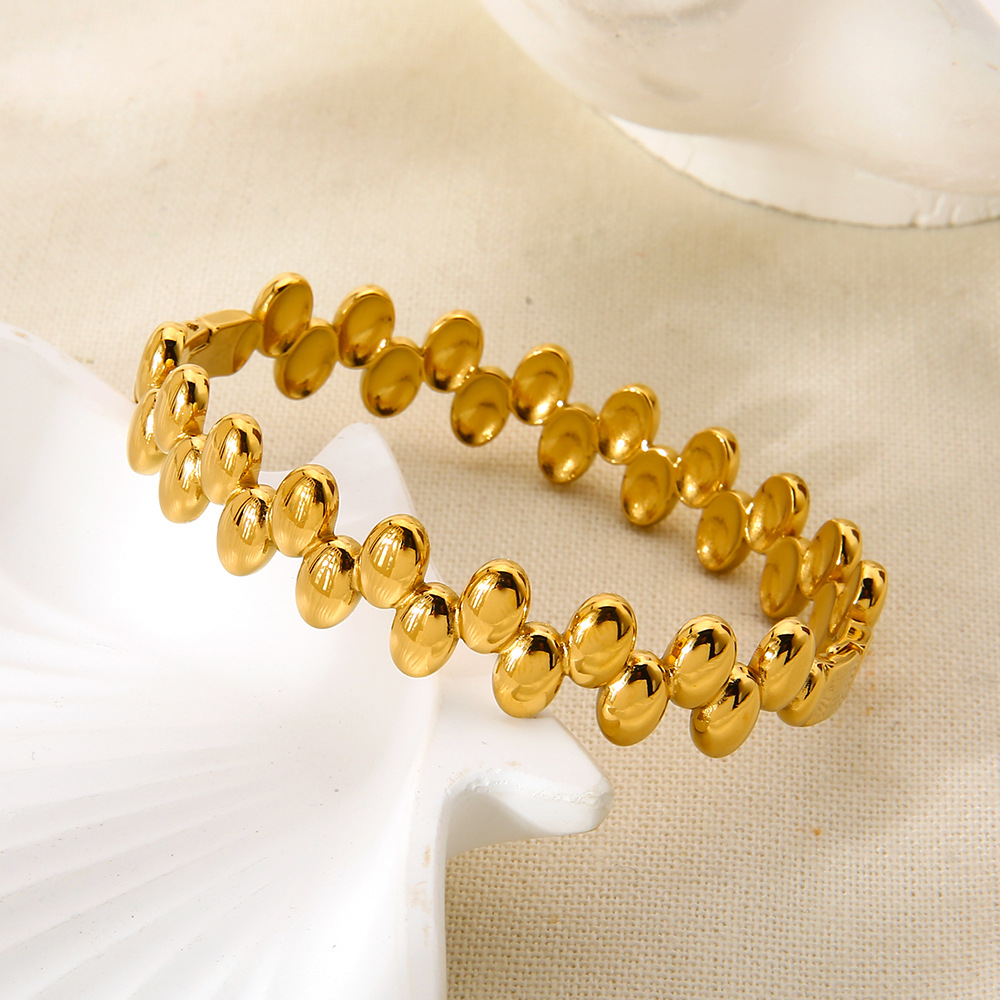 1 Piece Daily Patchwork Stainless Steel Gold Color Women's Bangles h5Picture3