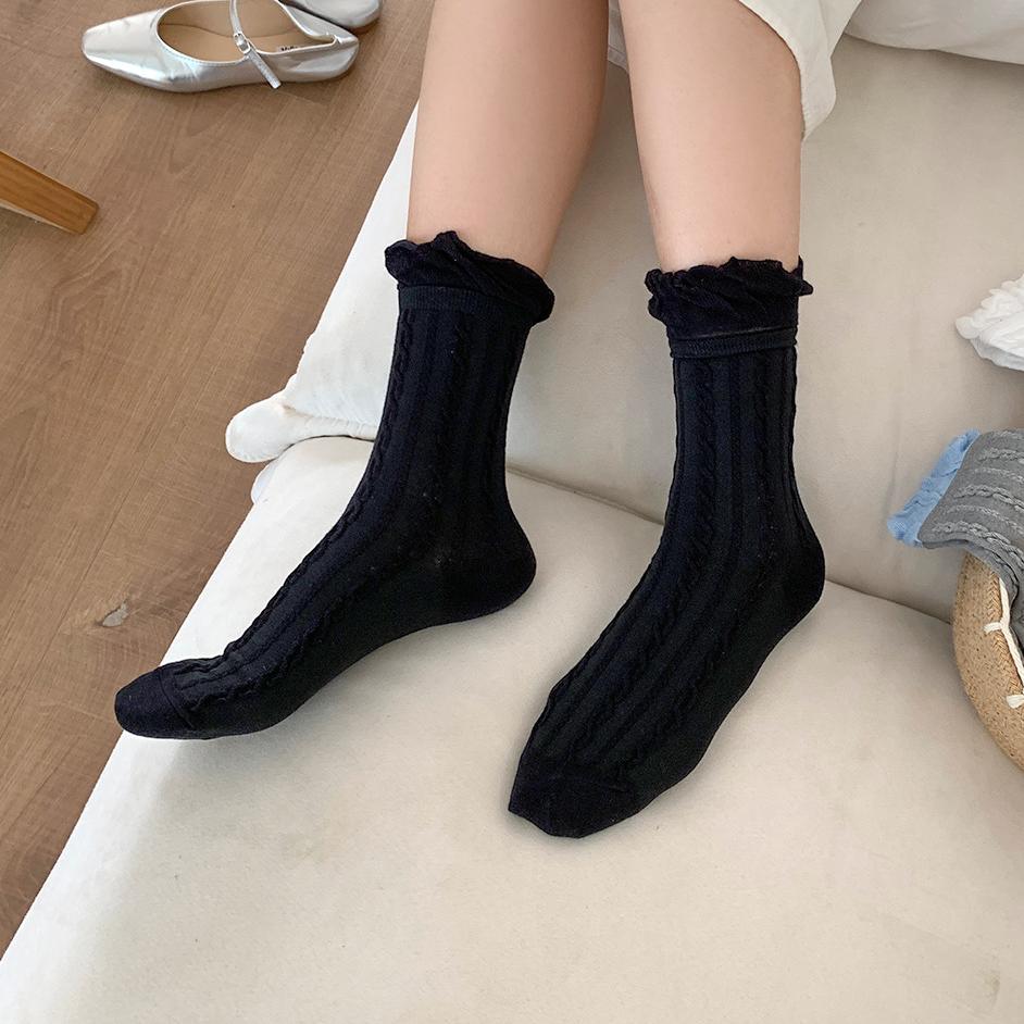 1 paio di eleganti calzini da donna in cotone a metà polpaccio h5Immagine3