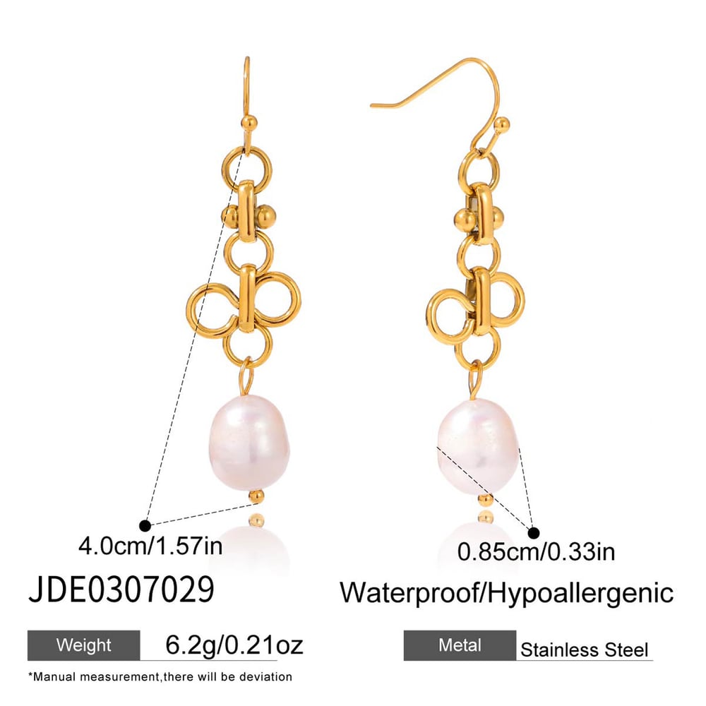 1 Pair Elegant Droplet Stainless Steel Gold Color Pearl Women's Drop Earrings h5Picture2