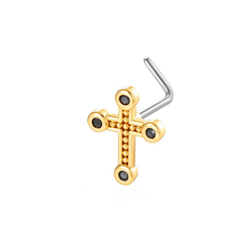 1 Piece Copper Gold Color Zircon Nose Stud